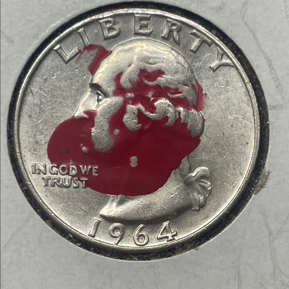 Vintage 1964 U.S. Quarter 90% Silver with Red Paint  from Juke Box era